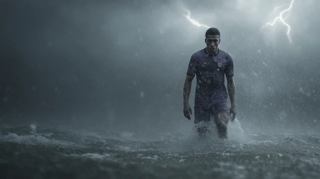 Achraf Hakimi Walking on Water Dramatic Football Photo