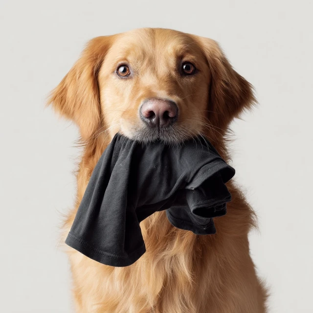 Golden Retriever with Black TShirt Adorable Dog