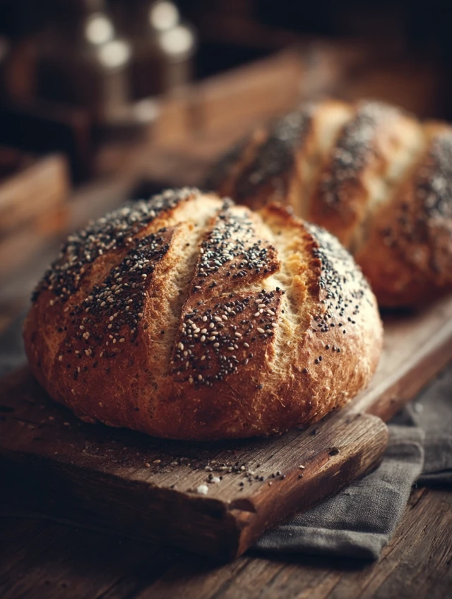 Retro Bread Photography Fresh Baked Chia Seed Loaf