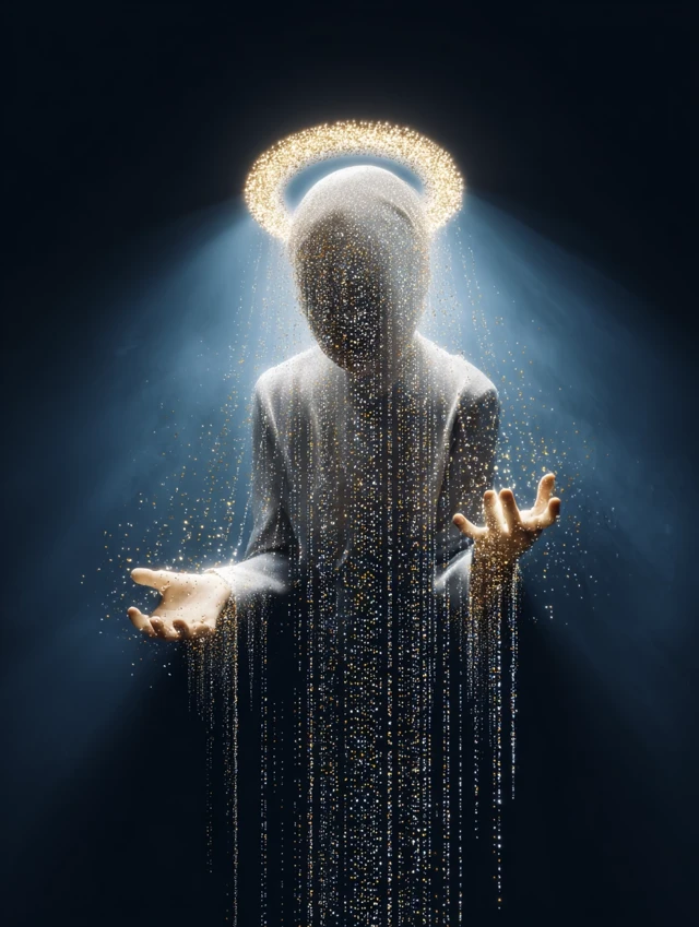 Ethereal Figure with Halo and Light Photography