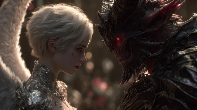 Angel vs Demon Epic Confrontation CGI Art