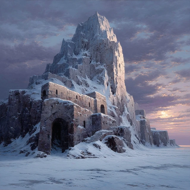 Ancient Ice Fortress Arctic Fantasy Painting