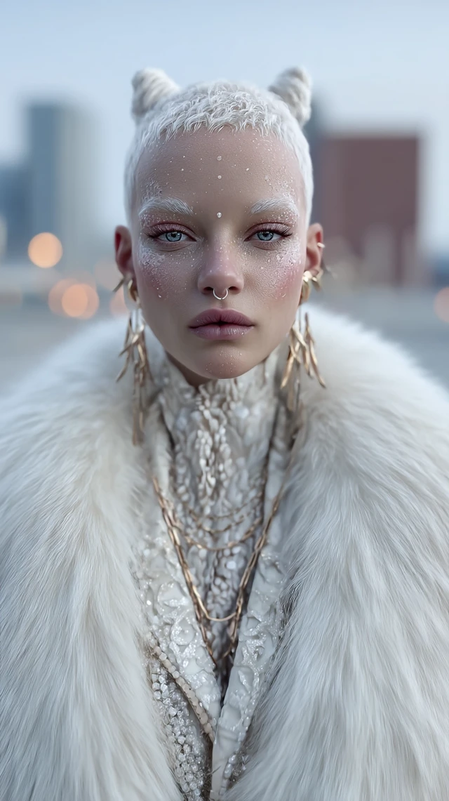 Fashion Street Woman in Winter, Cinematic Portrait