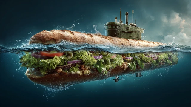 Submarine Sandwich Underwater Illustration
