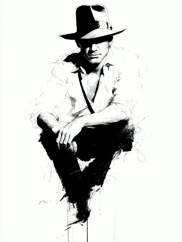 Indiana Jones Line Art Illustration