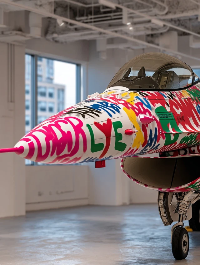 F16 War Plane Graffiti Art Urban Street Style