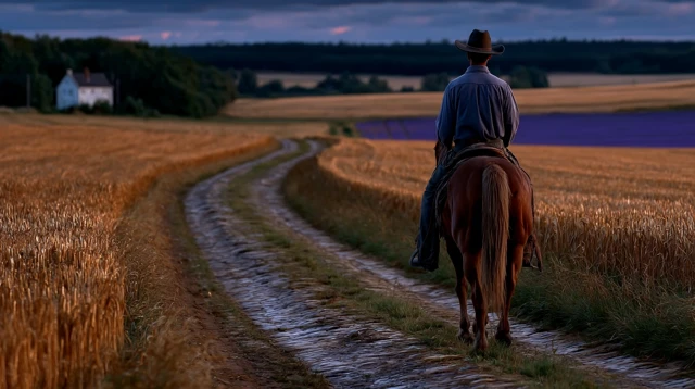 Western Cowboy Journeying at Dawn