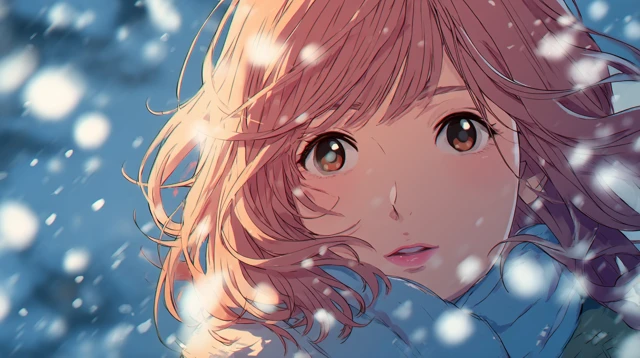 Anime Girl in Snow Illustration Beautiful Artwork