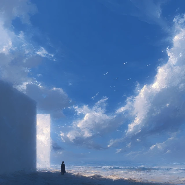 Dreamscape A person by the sea and sky