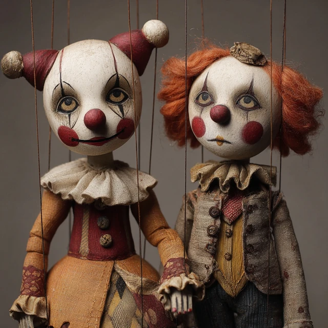 Sad Clown Marionette Dolls