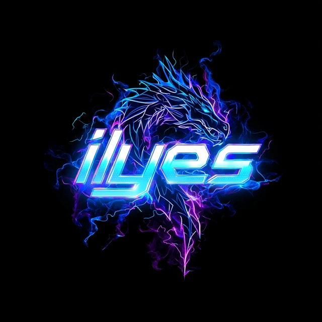 Ilyes Gaming Logo Dragon Design Futuristic Style