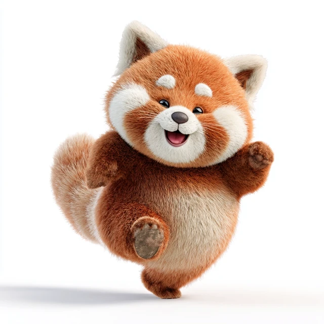 Cute 3D Red Panda Spinning Smiling