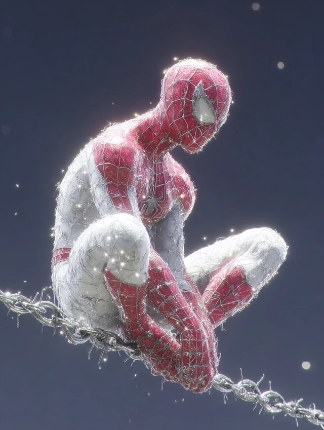 Spider Man Bound in Web 3D Art
