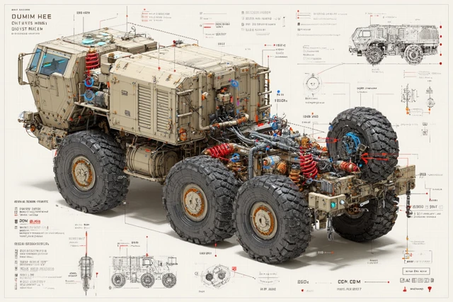 Oshkosh M1070 HET Blueprint Detailed Military Truck