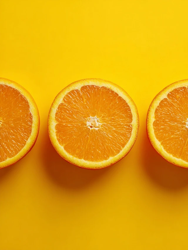 Orange Slices on Yellow Background Photography