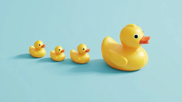 Rubber Duck Family Minimalist 3D Illustration