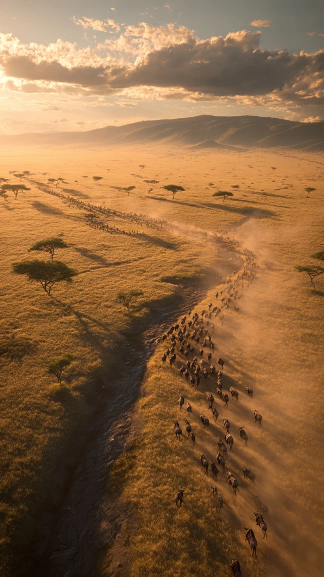 African Savanna at Golden Hour Epic Wildlife Scene