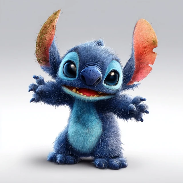 Realistic 3D Render of Stitch Cartoon Character