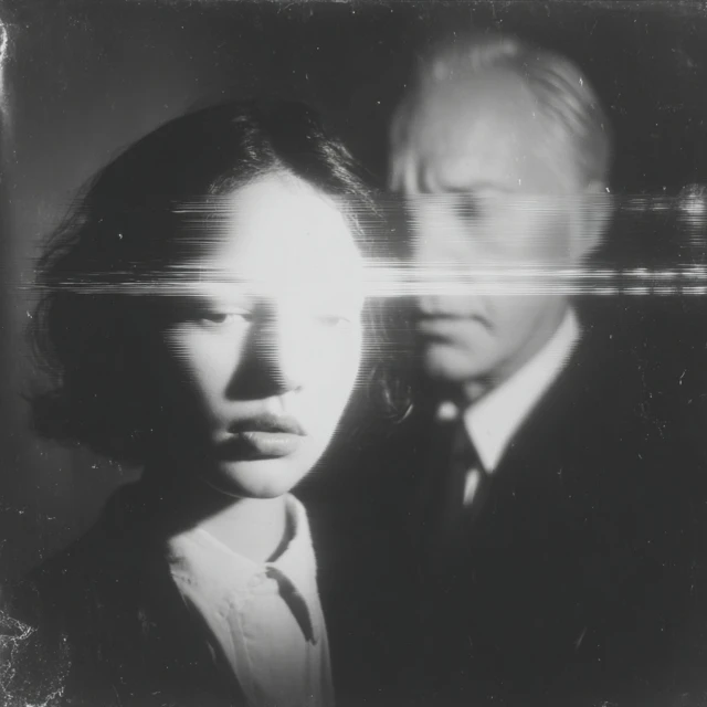 Glitch Portrait of a Woman Horror Black White