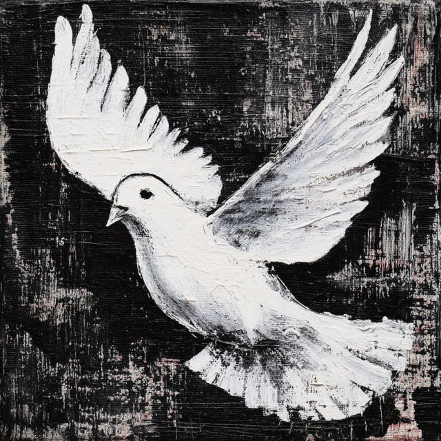 Joyful Dove Acrylic Painting Monochrome Art