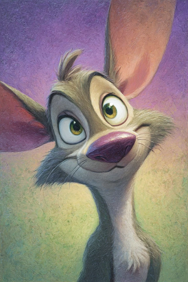 Cartoon Mouse Art with Impasto Technique
