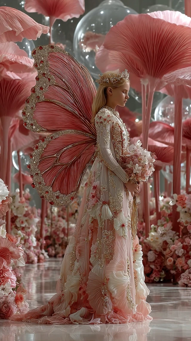 Princess and Butterfly Guardian in a Floral Garden
