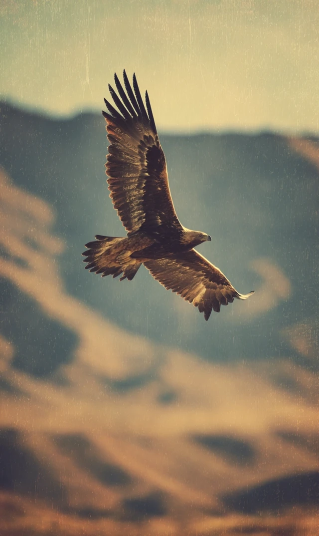 Golden Eagle Soaring Saskatchewan Prairies Retro Photo