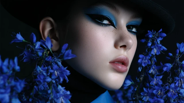 Flower Personification Female Model in Blue Suit