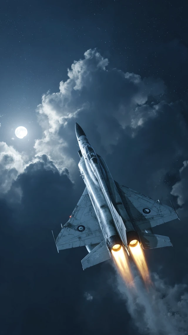 Pakistani Fighter Jet Soaring Through The Night Sky