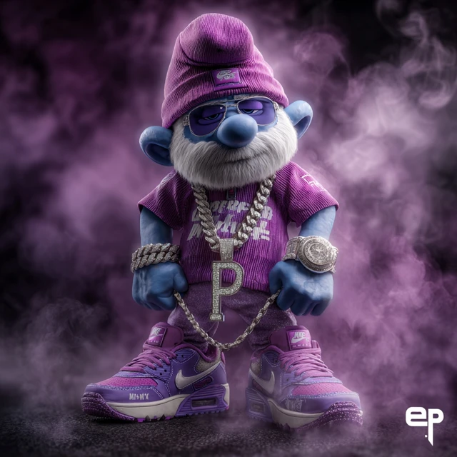 Poppa Smurf Hip Hop Style Hyper Realistic Image