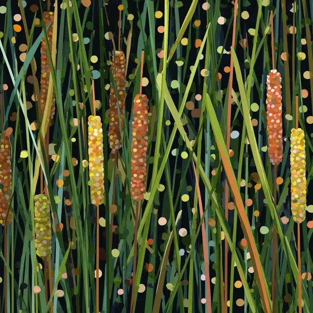 Cattails in Bermuda Inspired Abstract Art