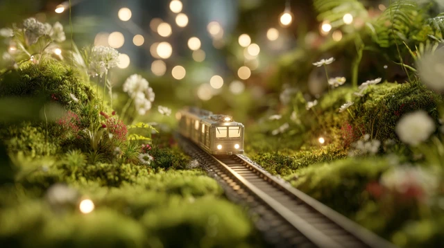Miniature Train Scene Dreamy Landscape