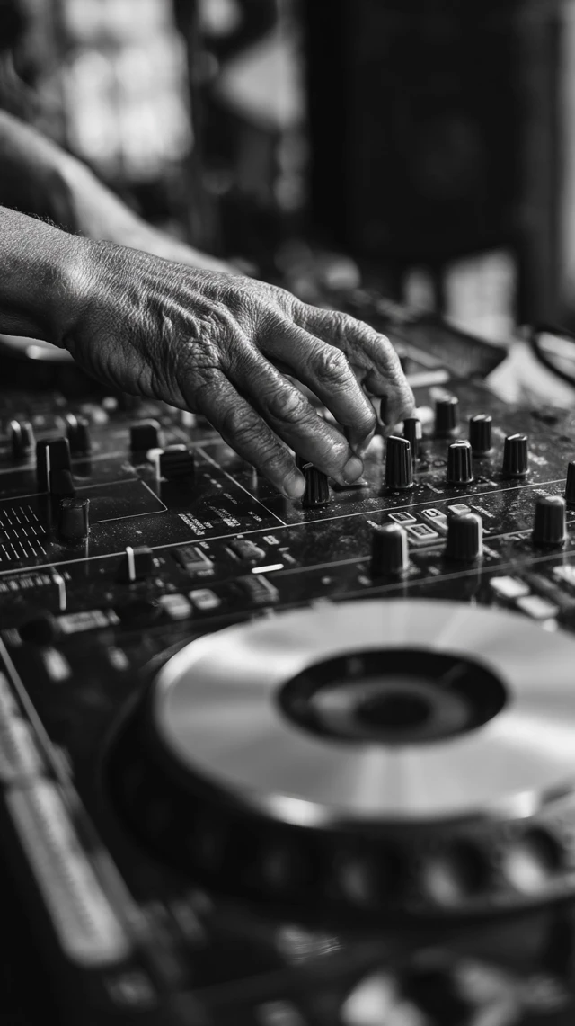 DJ Hands on Controller Black and White Photo