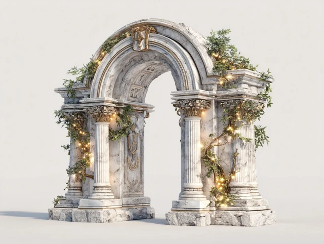Fantasy Archway Neoclassical Columns Glowing Accents