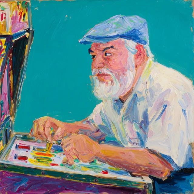 Ernest Hemingway Slot Machine Painting Wayne Thiebaud