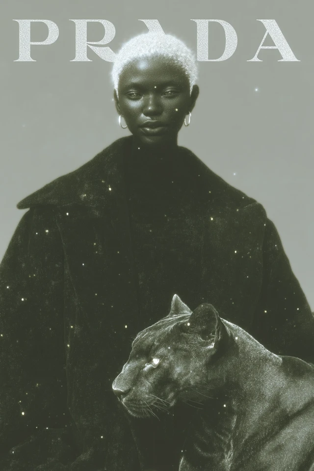 Prada Vogue Illustration Black Woman and Panther