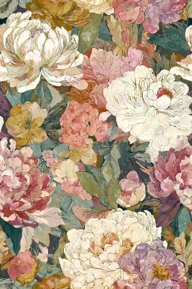 Abstract Floral Pattern Botanical Illustration