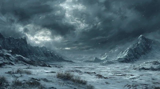 Dark Fantasy Frozen Wasteland Landscape
