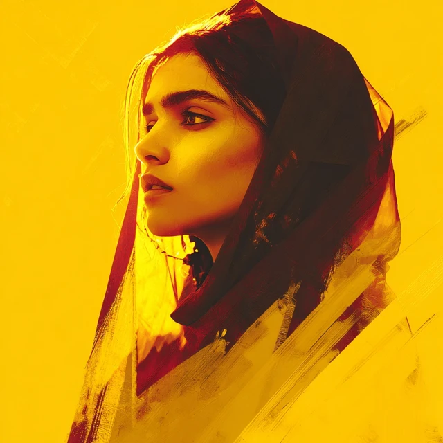 Pakistani Beauty: Dramatic Portrait with Bold Colors