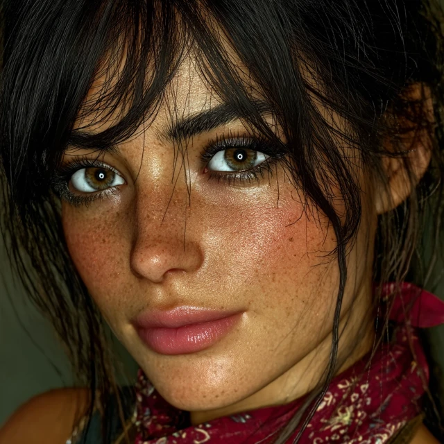 Rosy Egirl Portrait Penélope Cruz Inspired Realistic