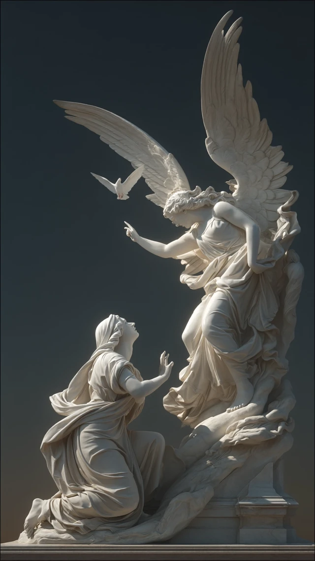 Annunciation Sculpture: Marble Masterpiece