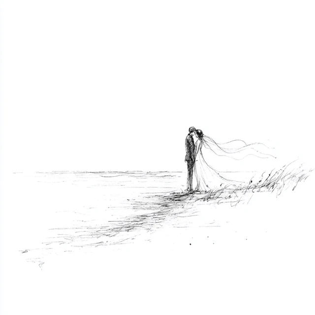 Minimalist Wedding Ink Line Drawing