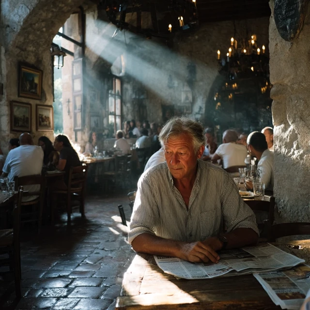 Cozy Spanish Cafe Scene Morning Light Photographic