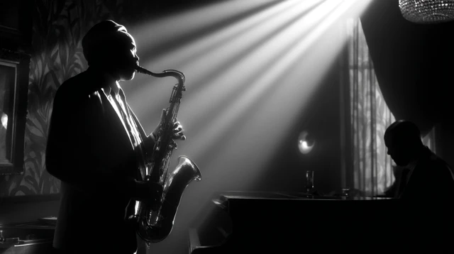 Jazz Performance A Dramatic Black and White Scene