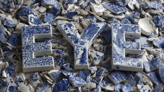 Broken Porcelain Art EYE Arrangement