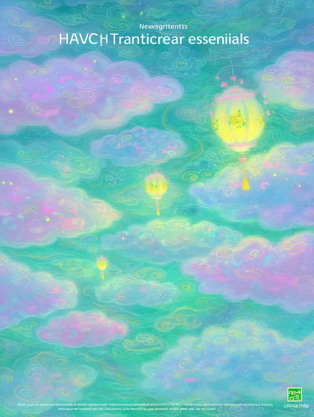 Newfoundland Traditional Art Poster - Pastel Clouds and Lanterns