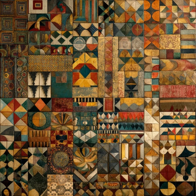 Vintage Fleckmatis Patchwork Geometric Patterns