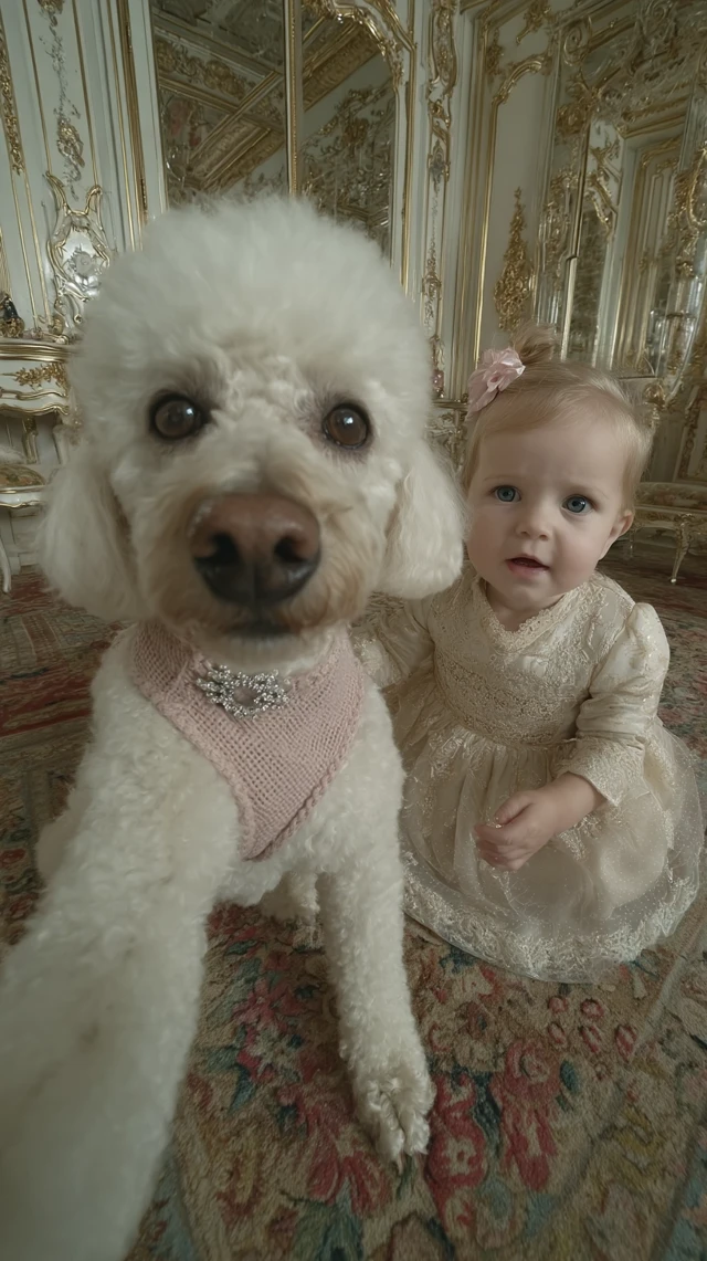 Poodle and Baby Selfie A Regal Moment of Adorable