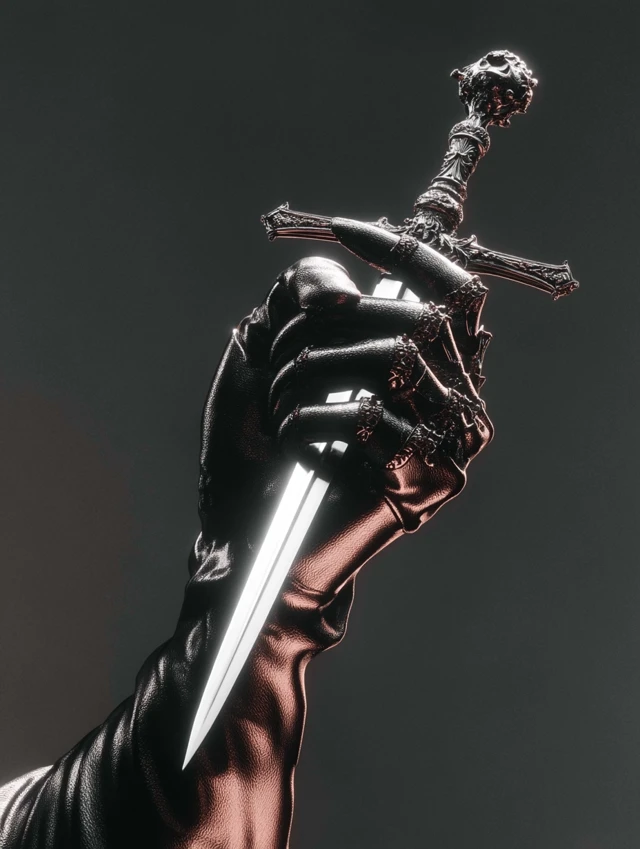 Knight Holds Dagger Dark Fantasy Art