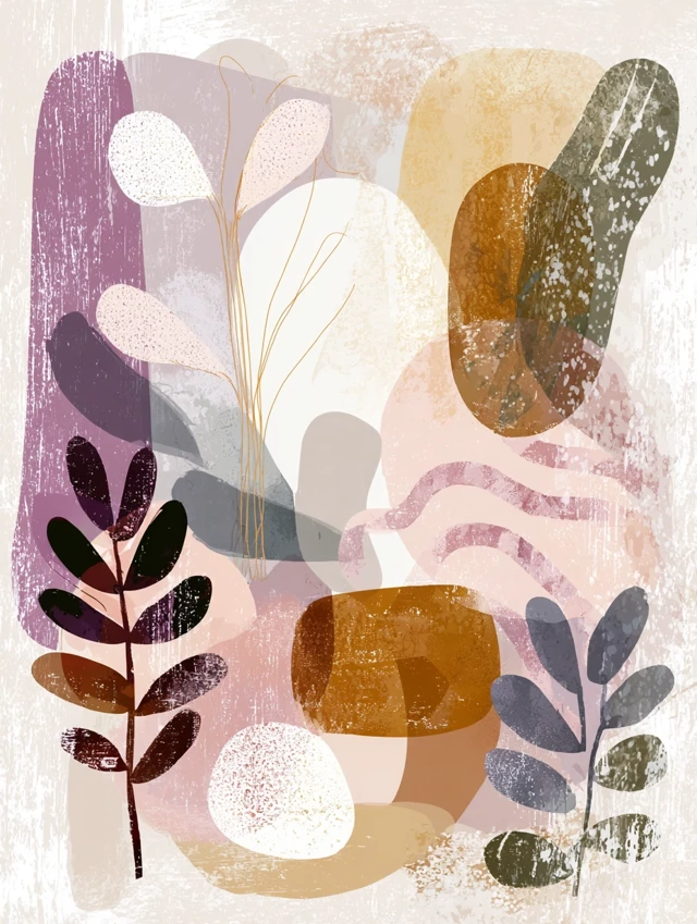 Modern Boho Abstract Art Print Earthy Tones